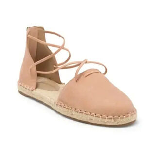 EILEEN FISHER Leather Lace-Up Espadrille Sandal Toffee Cream Size 8 New …
